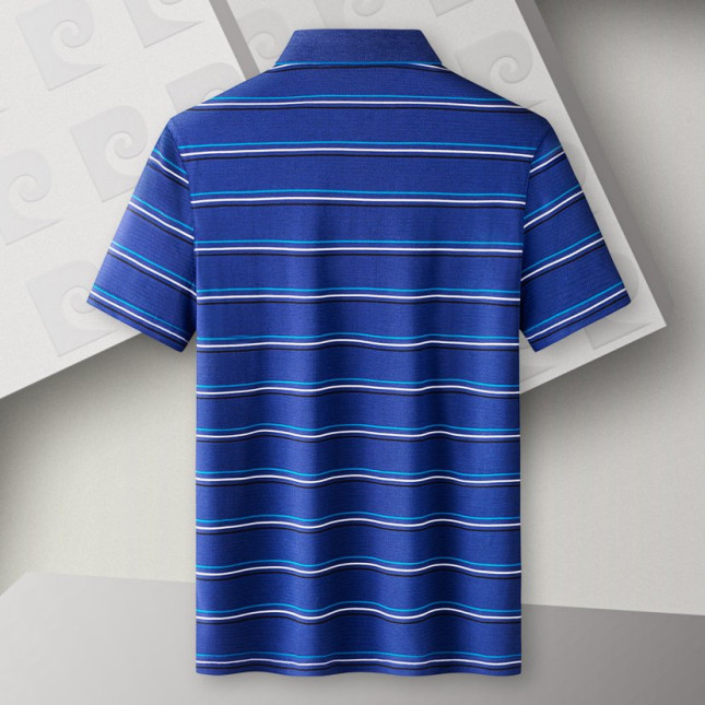 Pierre Cardin Men's Blue Striped Polo Shirt – Silk-Infused Cotton Blend P741TSA005ZQ5S